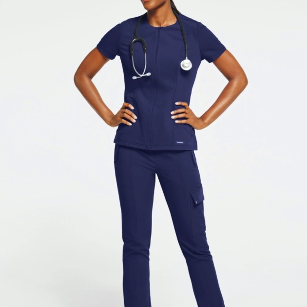 Jaanuu full zip scrub top